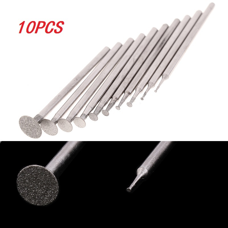 10Pcs Dremel Accesories 2.35mm Shank Diamond Mounted Point Grinding Head Stone Jade Carving Polishing Engraving Tools