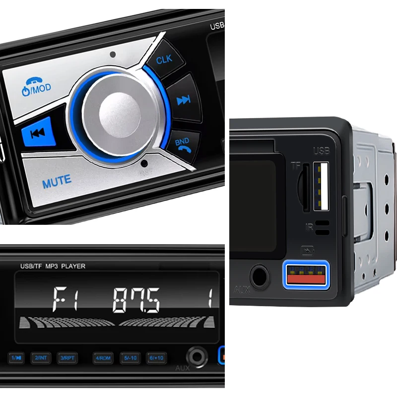 Car Radio Audio 1 Din Bluetooth Stereo Hands-Free Calling MP3 Player FM Receiver