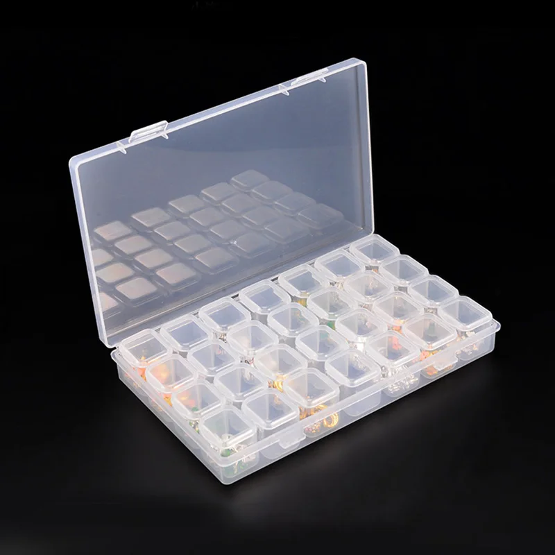 

28 Grid Storage Box Transparent Jewelry Beads Nail Art Multi functional Removable Small Parts Jewelry Storage Box