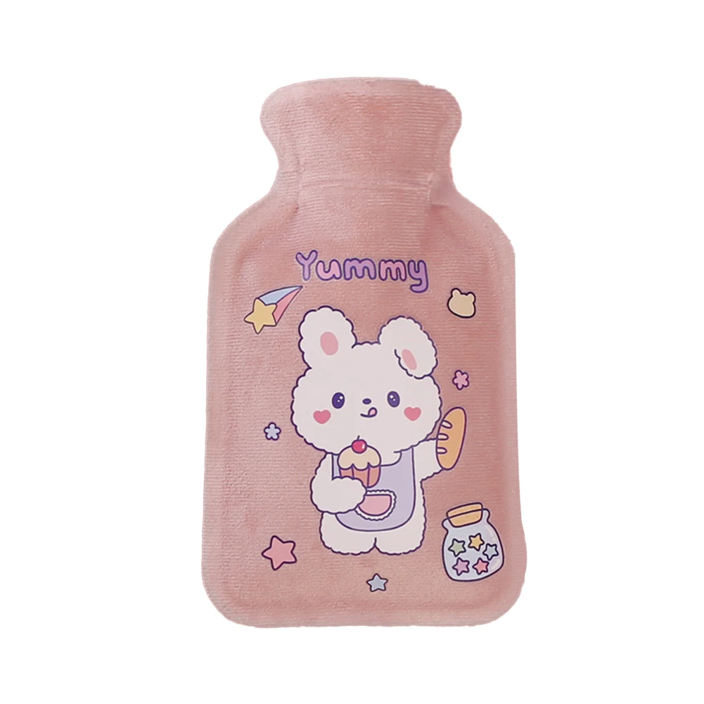 Soft velvet hot water bottle to relieve menstrual pain, keep warm and reduce fever Water injection and flushing hot water bag