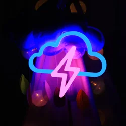 LED Neon Light Gamepad Wall Art - Bright Fire Moon Star Design for Room Decoration, Gifts & Events (Cloud lightning)