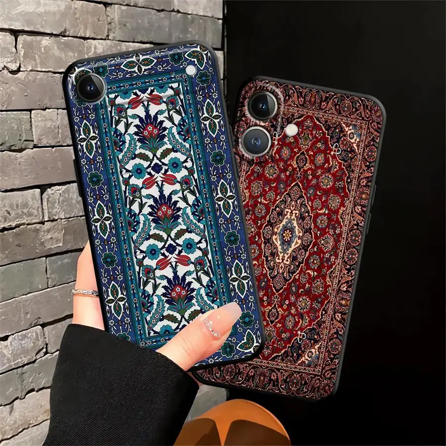 Black Soft Phone Cover with Retro Ethnic Totem Pattern