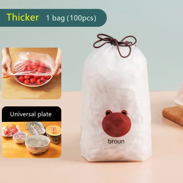 100 Copripiatti Elastici Riutilizzabili - Coperture In Plastica Per Alimenti, Adatte Per Frigorifero E Conservazione