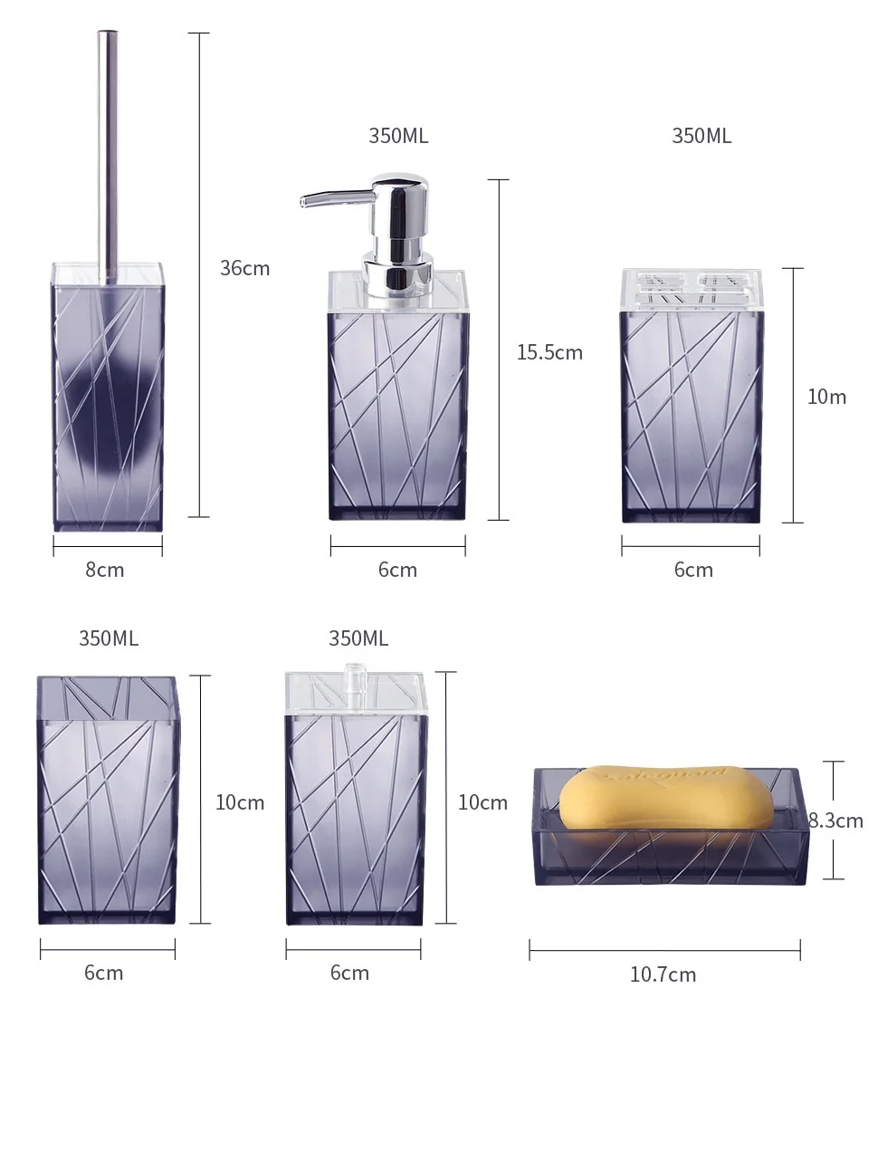 Bathroom Accessories Set Soap Dispenser Bottle Dish Washroom Toothbrush Holder Cup Suit Toilet Brush Shower Bath Organizer