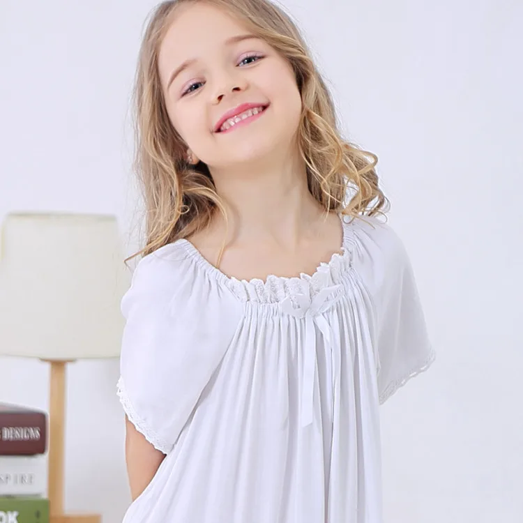 cotton short pajama sets 2019 Spring Children's Girls Lolita Dress Princess Sleepshirts Vintage Nightgowns Baby Nightdress Kids Sleepwear Pajamas Gown elegant pajama sets