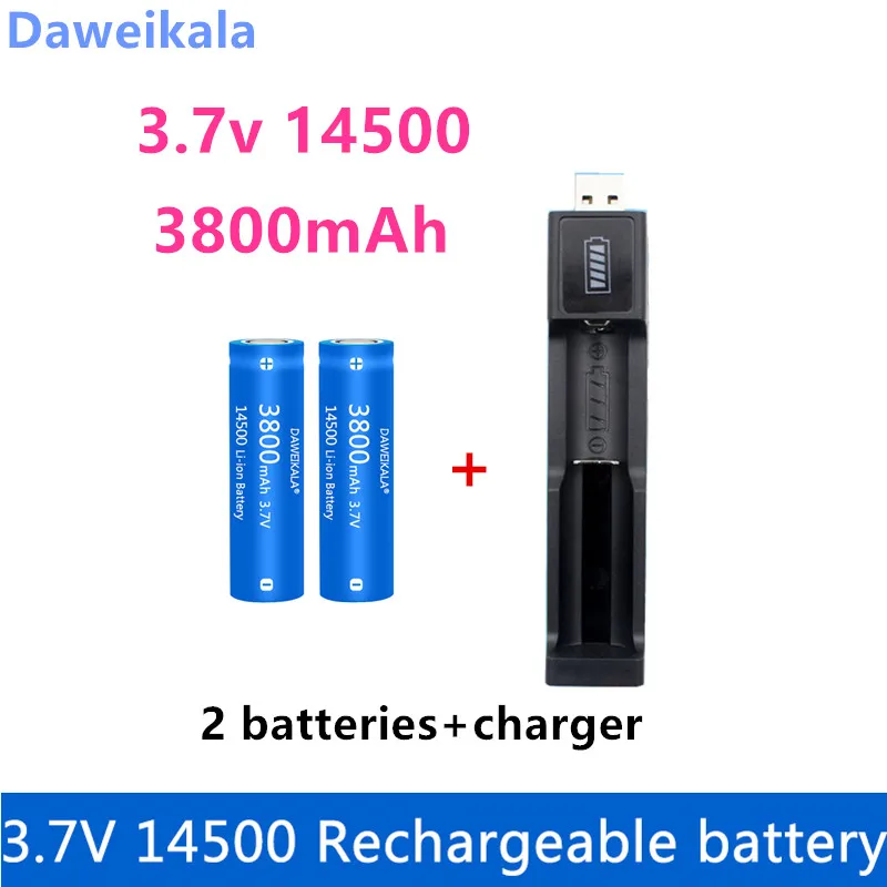 

New 14500 Li-ion battery 3.7V 3800mah rechargeable battery for flashlight LED flashlight toys + free delivery + Charger