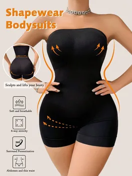 1pc Women's Seamless Body Shaper Bodysuit Tummy Control Butt Lifter Chest Wrap High Stretch Breathable Slim Fit Daily Lingerie 1