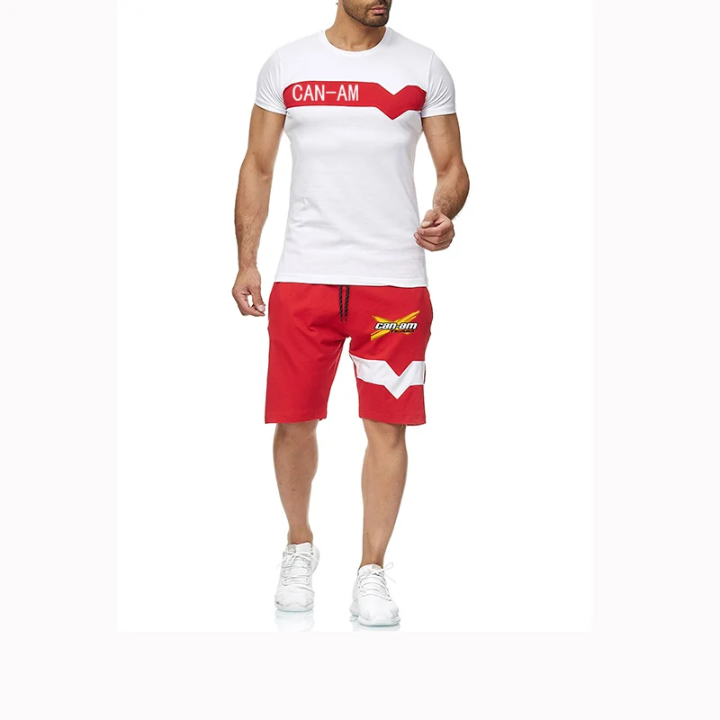 CAN-AM BRP 2022 men's summer new fashion print casual T-shirt with short sleeves and round neck+shorts two-piece suit