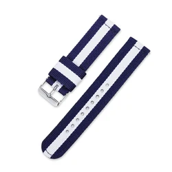 Nylon Canvas Sport Watch Band - Soft, Comfortable, Quick Release Wrist Strap Replacement - 22mm (Blue white)