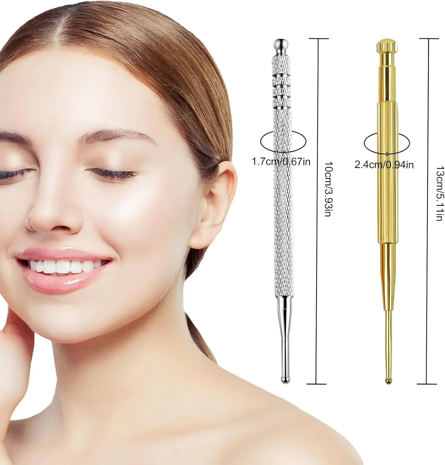 Facial Reflexology Massage Tool Retractable Acupuncture Pen Double Headed Spring Ear Care Tool Point Probe Pen Massager for Face 2