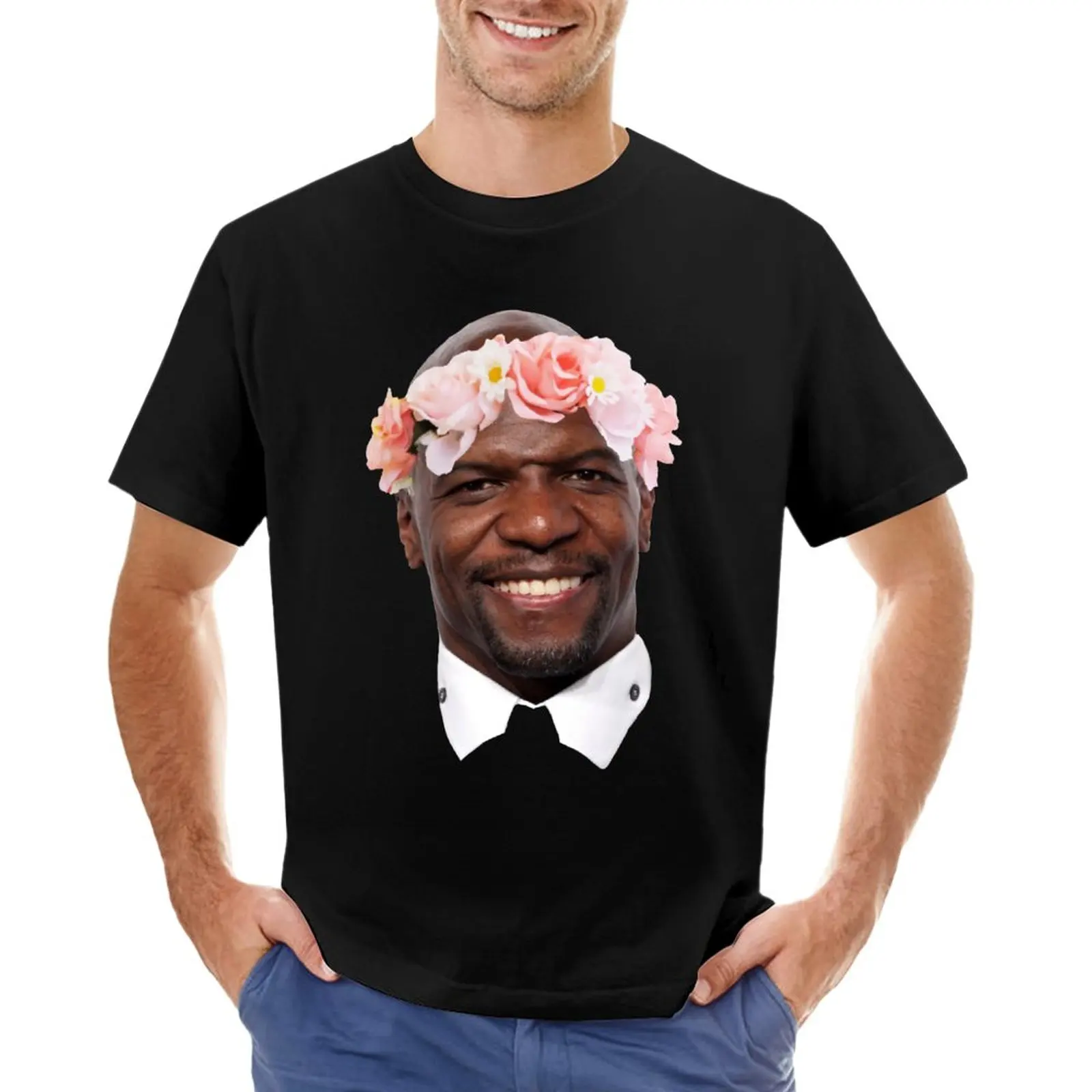 

Terry Crews Flower Crown T-Shirt vintage t shirt man clothes oversized t shirts for men