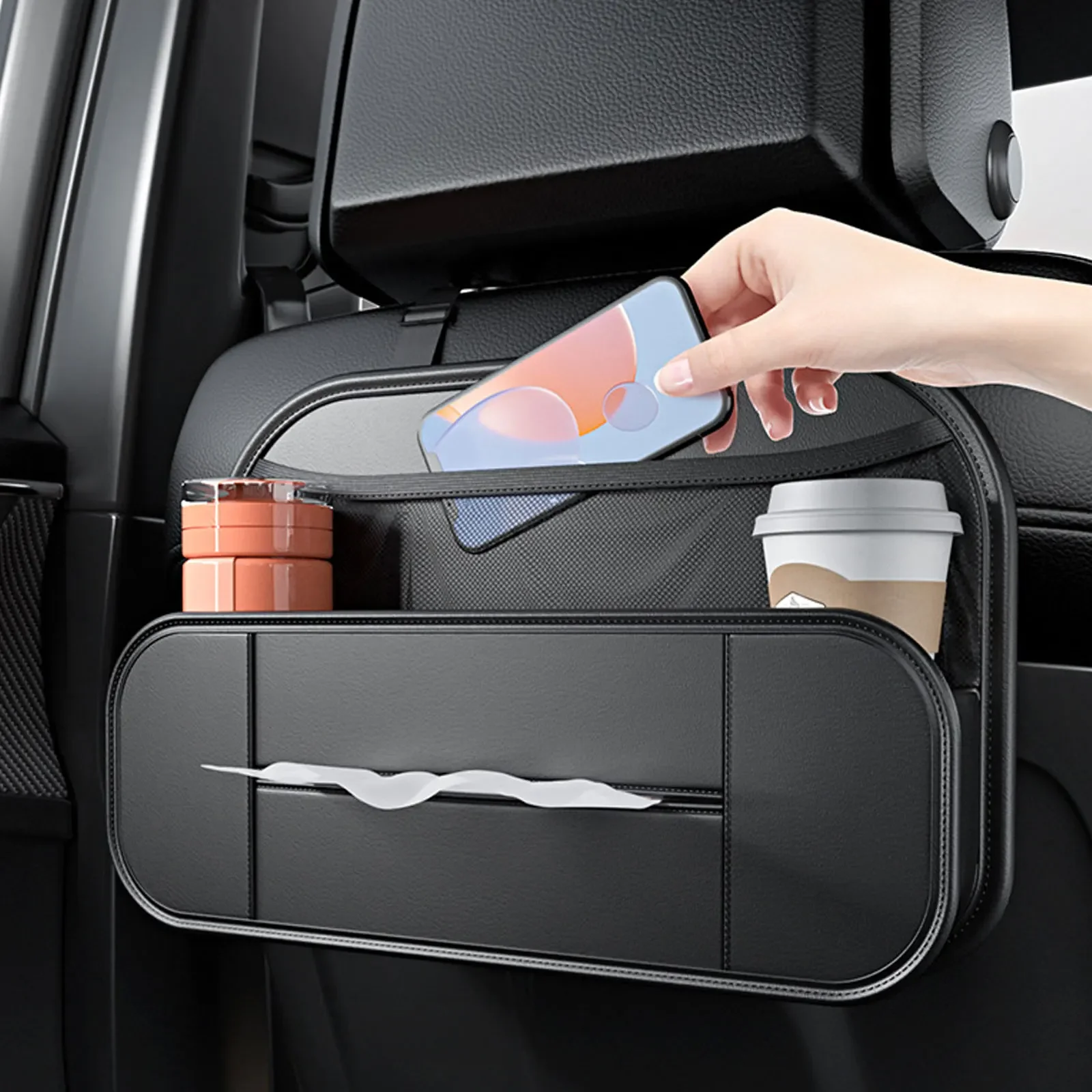 

Fiber Leather Car Storage Bags Seat Back Hanging Bag Car Accessories Organizer Automotive Goods Stowing Tidying Tissue Boxes