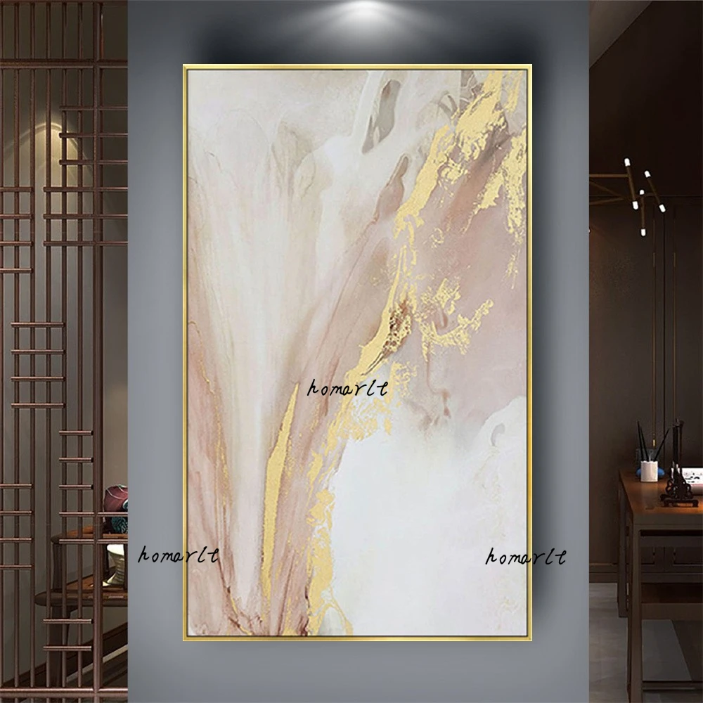 

Nordic Home Decor Art Abstract Pink And Gold Picture On The Wall Handmade Texture Oil Painting On Canvas Artwork For Living Room