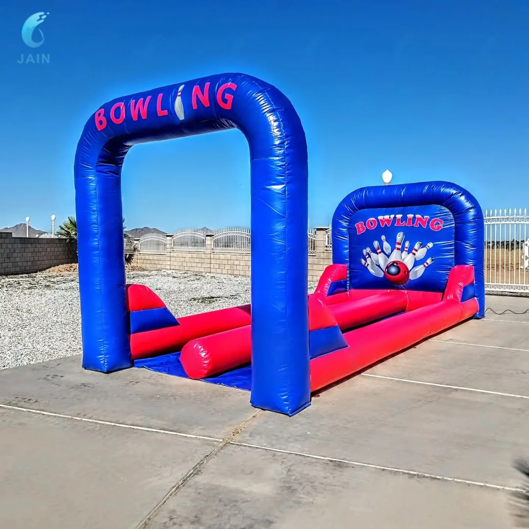 Large Carnival Game Inflatable Bowling Alleys Double Inflatable Bowling Lane with Pins for Kids and Adults for Party 6m