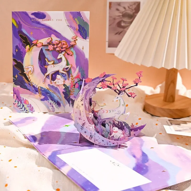 Greeting Cards Romantic 3D Pop-up Birthday Christmas Postcard Party Wedding Decorations Creative Girl Gifts