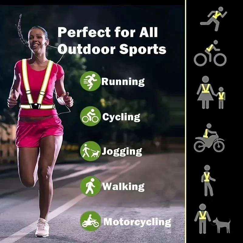 Reflective Safety Vest Adjustable Elastic Hi Vis Reflective Strips for Traffic Control Running Cycling