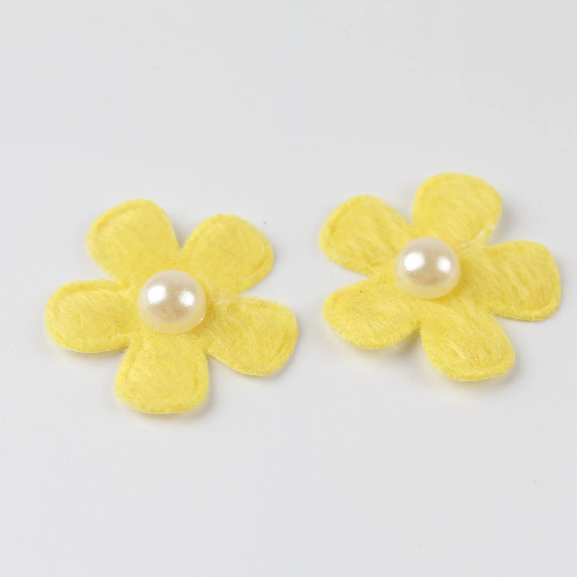 100PCS Colorful Pearl Handmade Bead Flower Felt Cloth Hair Rope DIY Handmade Accessories Sticker Applique Patches Felt Pads