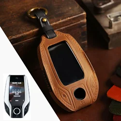 Luxury Handmade Genuine Leather Car Key Case & Keychain - Premium Cowhide Protective Sleeve (Brown)