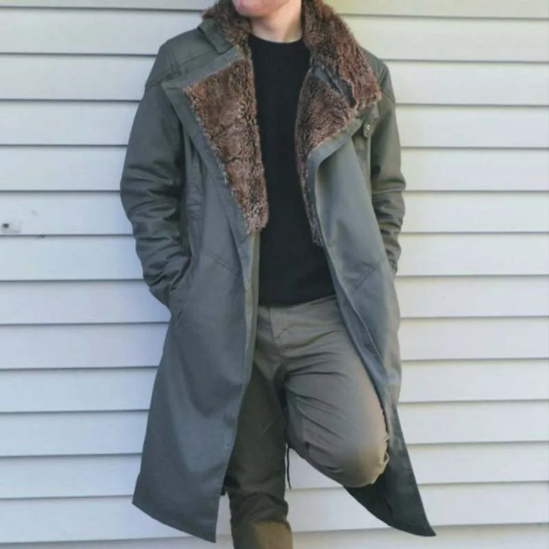 ブレードランナー2049アメリカンミッドレングスラムウールトレンチコート男性用 Meimei-コットントレンチコート、「ブレードランナー」、2049 