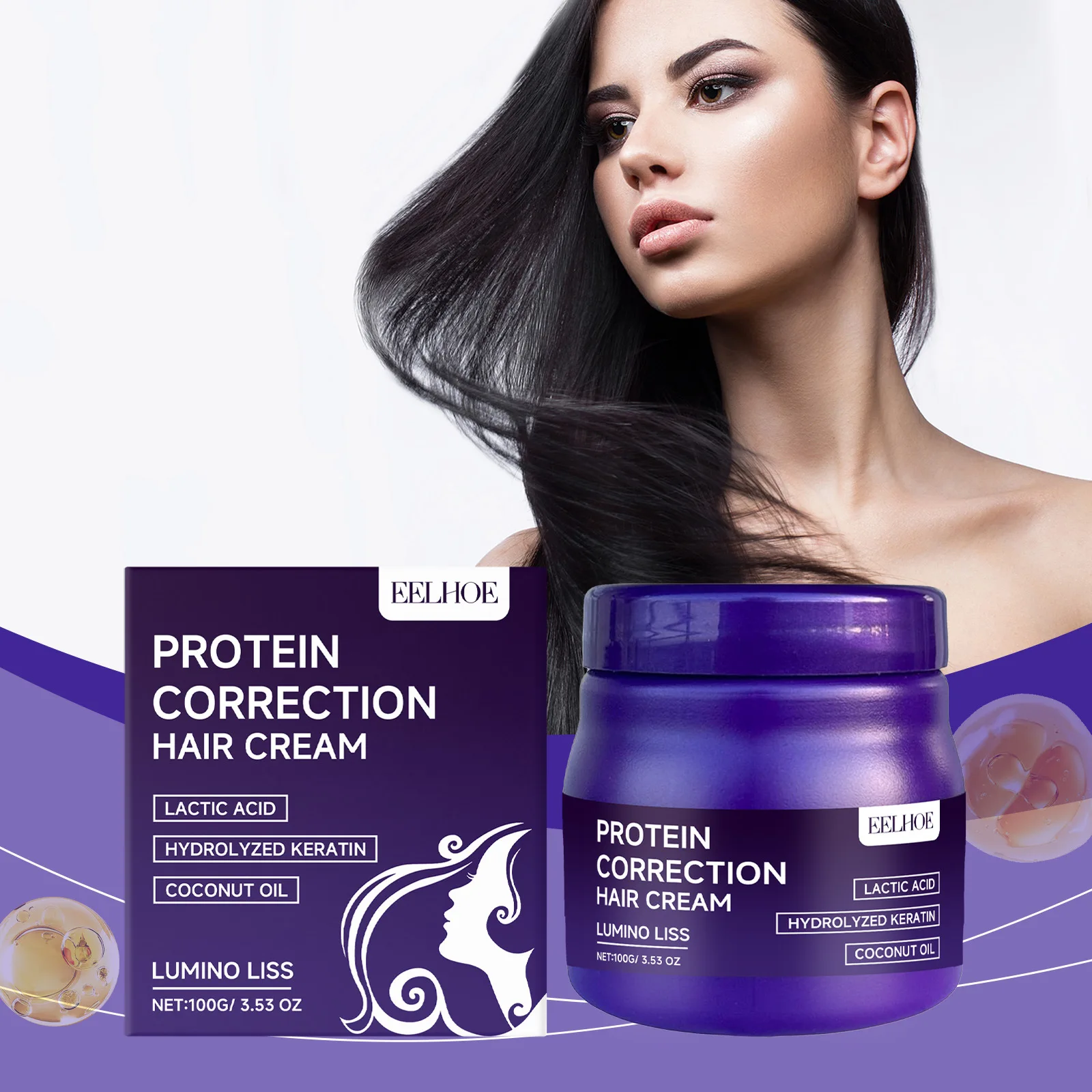 Multifunctional Keratin Hair Straightening Cream Moisturizing Nourishing Anti-frizz Softening Hair Care Free Straightening