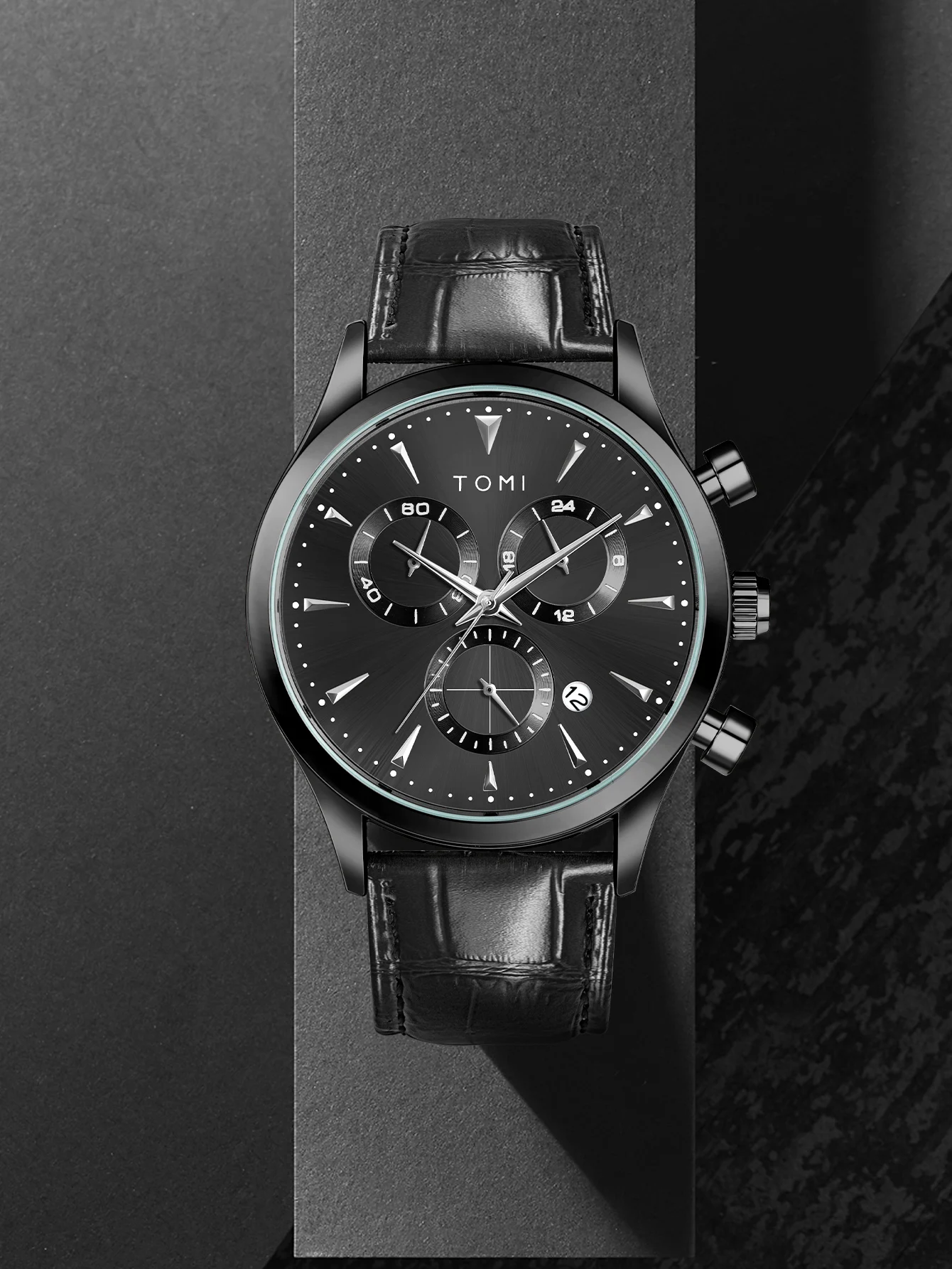 TOMI 4PCS Set Luxury Business Men's Quartz Watch Casual Fashion Versatile Watch Men's Cufflinks Tie Clip Watch Festival Gift