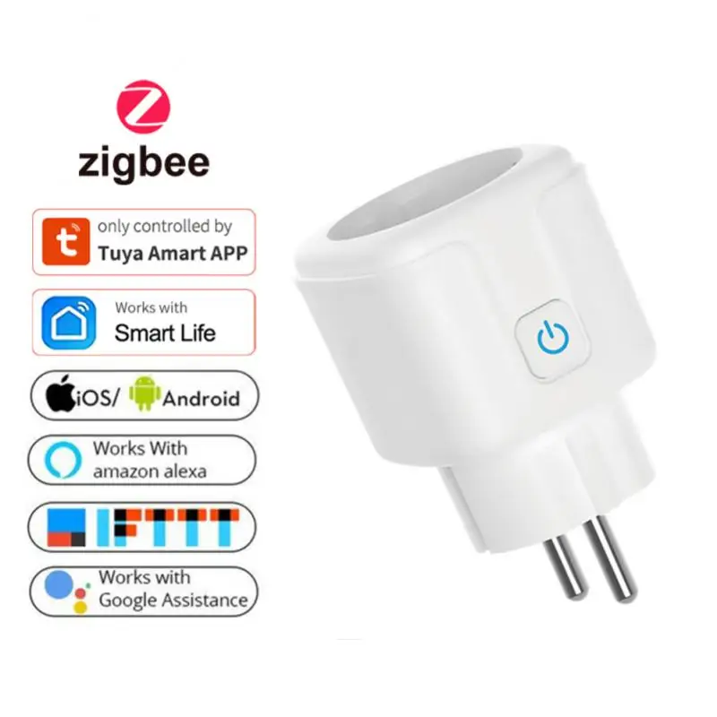 Tuya Zigbee Smart Plug 20A Eu Plug Presa Remota Wireless Smart Timer Plug Controllo Vocale Eu Home Calzino Intelligente Ignifugo