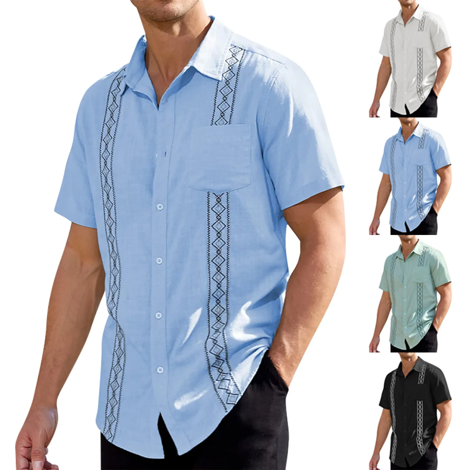 

Hawaiian Shirt For Men, Men'S Vintage Button Down Bowling Shirts Short Sleeve Summer Beach Jacket Camisa Social Masculinas Ropa