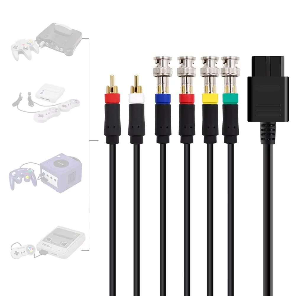 

RGB/RGBS RCA Cable For NGC/N64 /SNES Color Monitor Component Cable Game Console Accessories B9D1