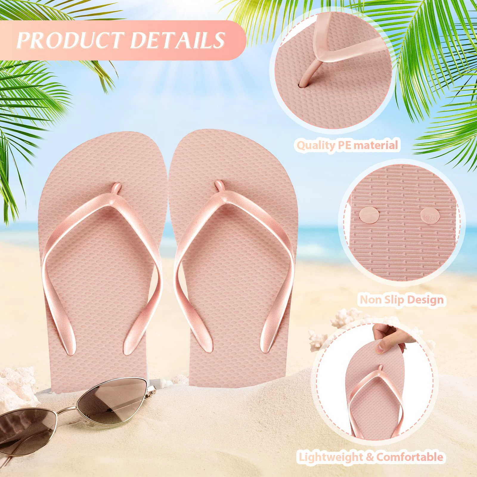 thumbnail image 2 of 48 Pairs Wedding Flip Flops Bulk Set - Spa Slippers With Size Cards & Sign 2 of 12
