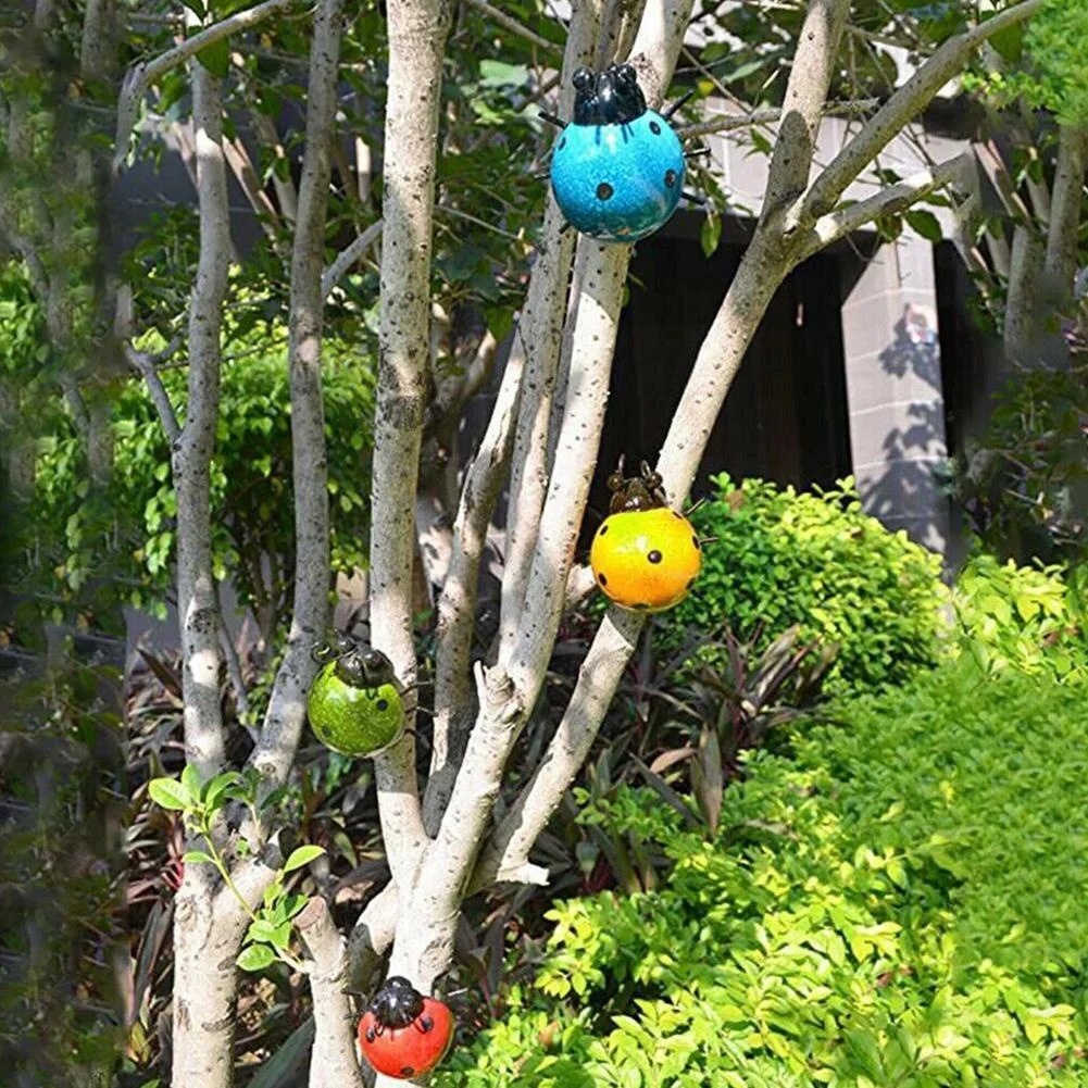 Mini Metal Ladybug Fence Garden Figurine Sculpture 2