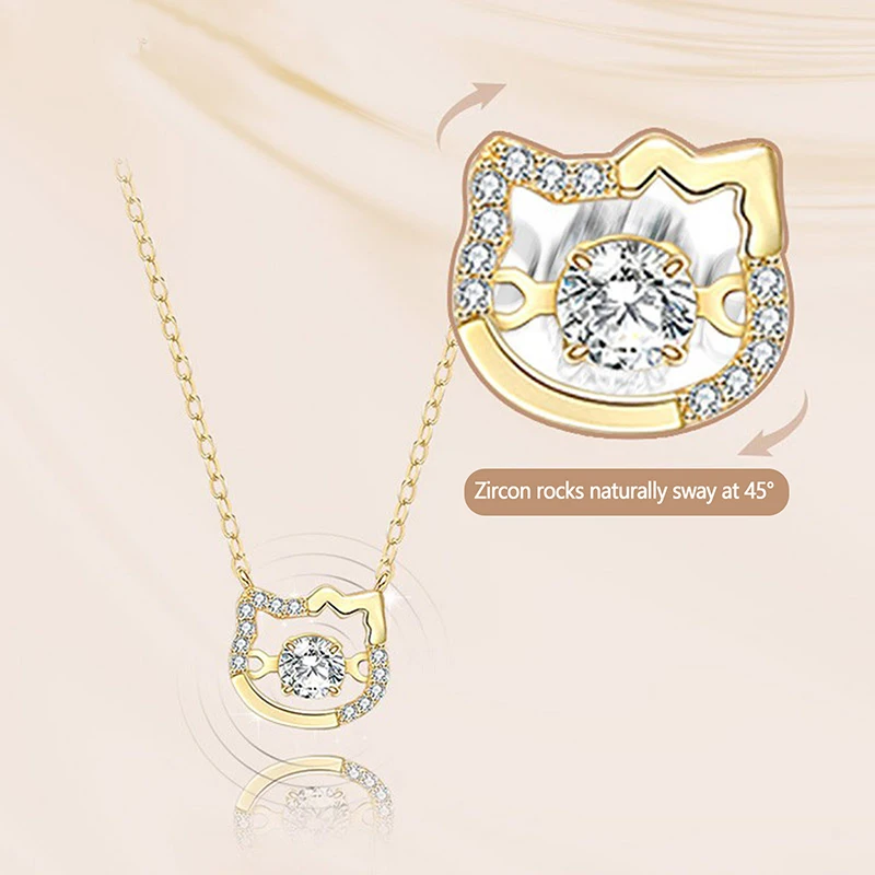 

Ожерелье с мультяшным Hello Kitty, вращающийся бриллиантовый Модный кулон для девушек и пар, аксессуары для женщин