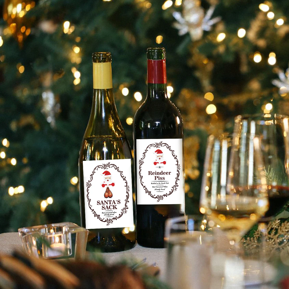 5-Pack Funny Santa Claus Christmas Wine Bottle Stickers – Self-Adhesive Holiday Wine La... - SKU SWBS1640 - UGI Packaging