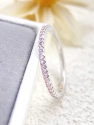 Sterling Silver Zircon Ring - Elegant Shimmer for Women, Engagement & Wedding Luxury Jewelry (Silver pink)