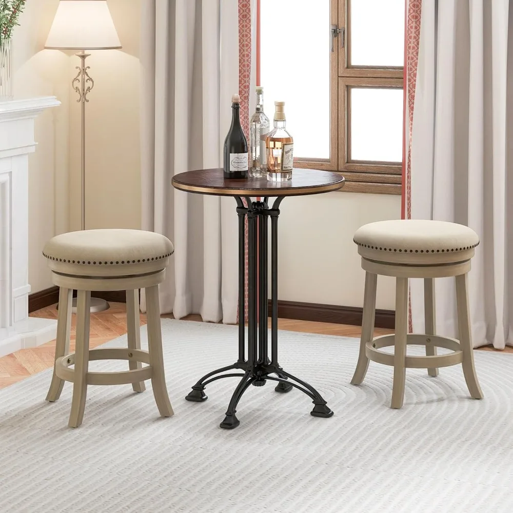 Set of 4 360° Swivel Backless Bar Stools, 24" Height 4