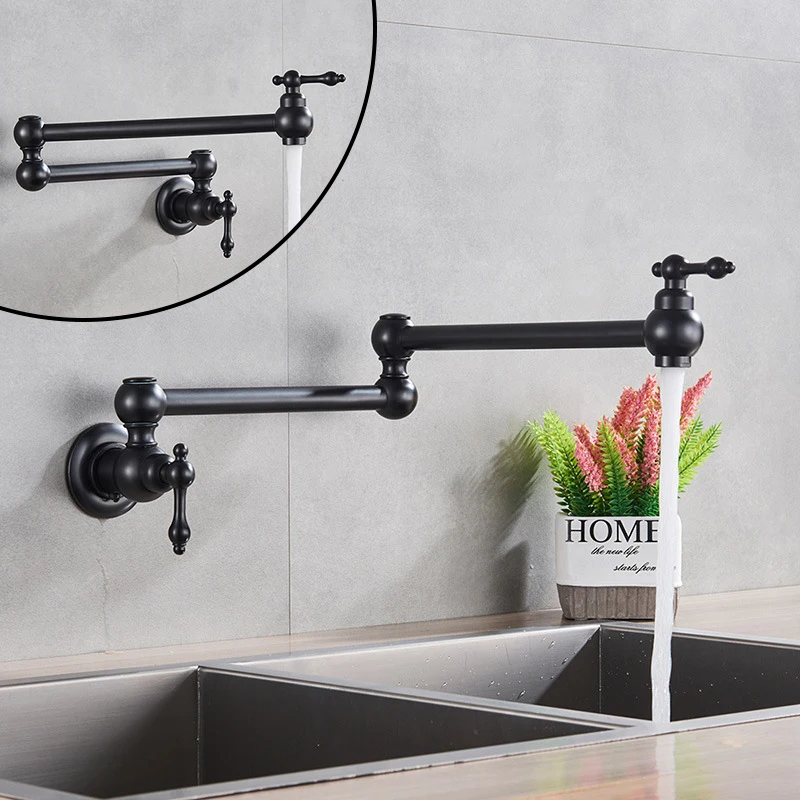 ELLEN صنبور مطبخ أسود بمقبض واحد من النحاس البارد،...