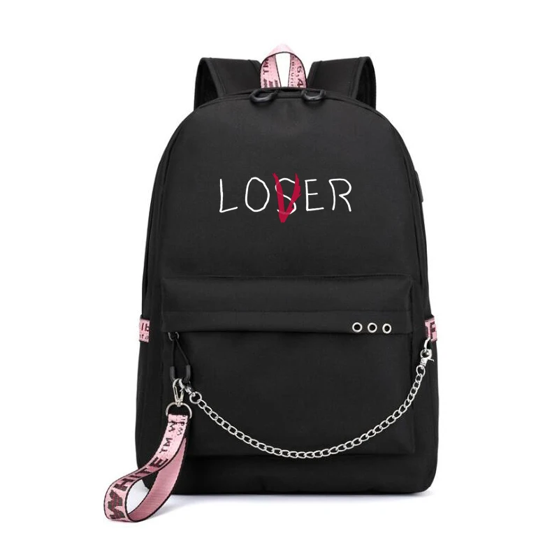 

Lover Loser Backpack mochila Large School Bag Teenage Girls Usb Charging boys girls Book Bag School bag Youth Leisure College