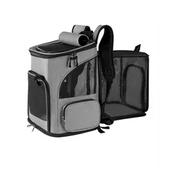 Breathable Expandable Pet Carrier Backpack - Foldable Travel Bag with Large Capacity (Grey)
