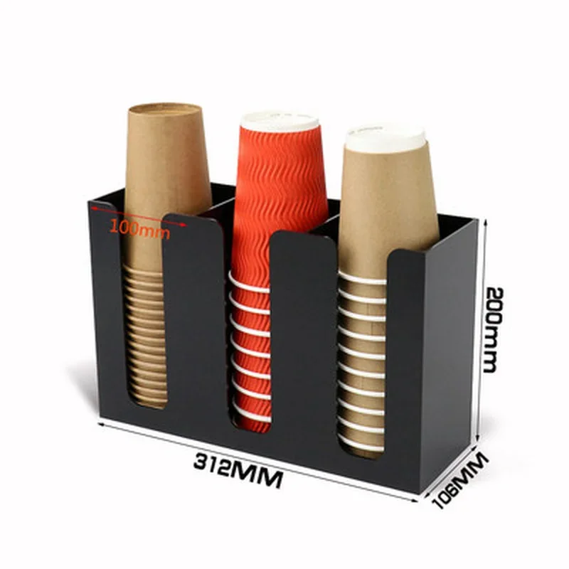 Black Acrylic Cup Holder Multi-compartment Cup Storage Rack Straw Storage Box Coffee Milk Tea Shop Cup Container Display Stand 4