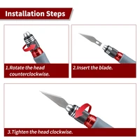 Hobby Knife Set Craft Knife Aluminum Alloy Rod Soft Grip with 5pcs Blade for Modeling Carving Crafting Scrapbooking Rubber Stamp 4