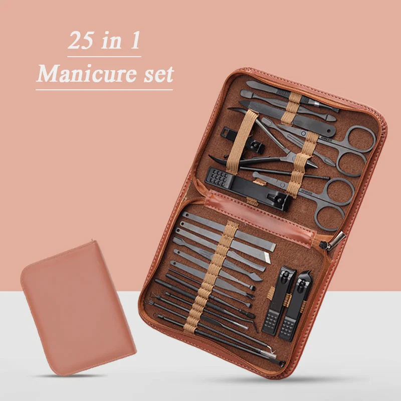 

Hot Selling Set of Nails Clippers Manicure Set Professional Nail Clipper Kit-25 Manicure Pedicure Set In Different Colors