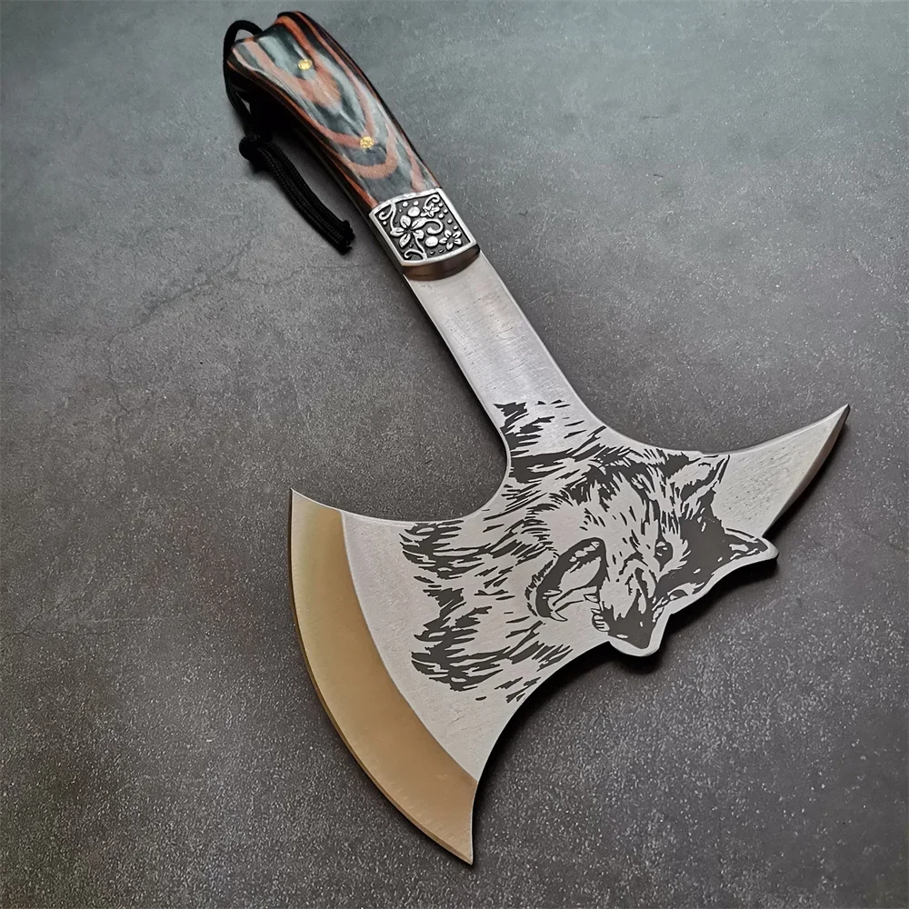 Multifunctional Outdoor Camping Axe Hunting Tools Wolf Head Survival Axes Portable Tactical Hatchet Tomahawk Emergency Gear 5