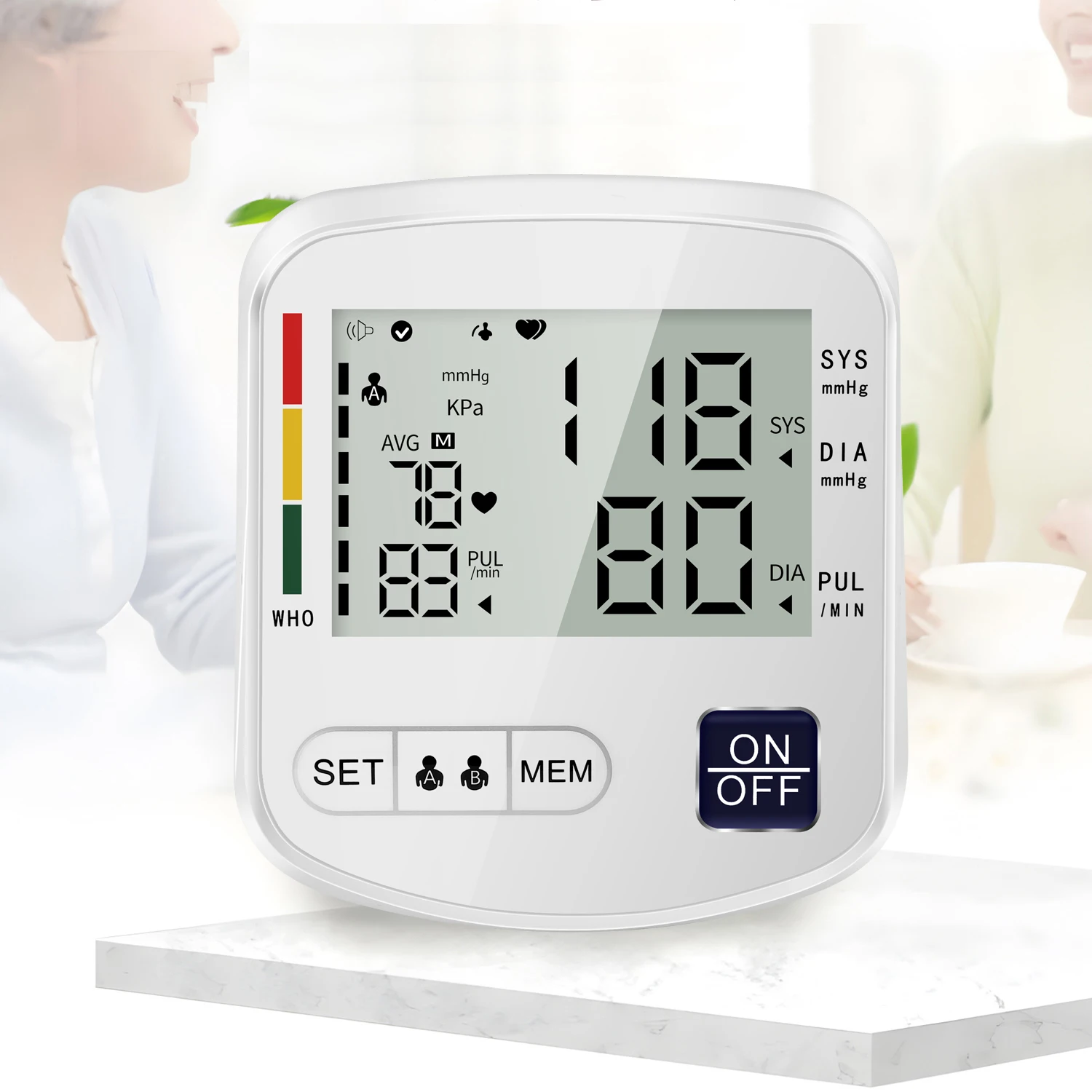 Automatic Digital Arm Blood Pressure Monitor Sphygmomanometer Tonometer Tensiometer Heart Rate Pulse Meter BP Monitor