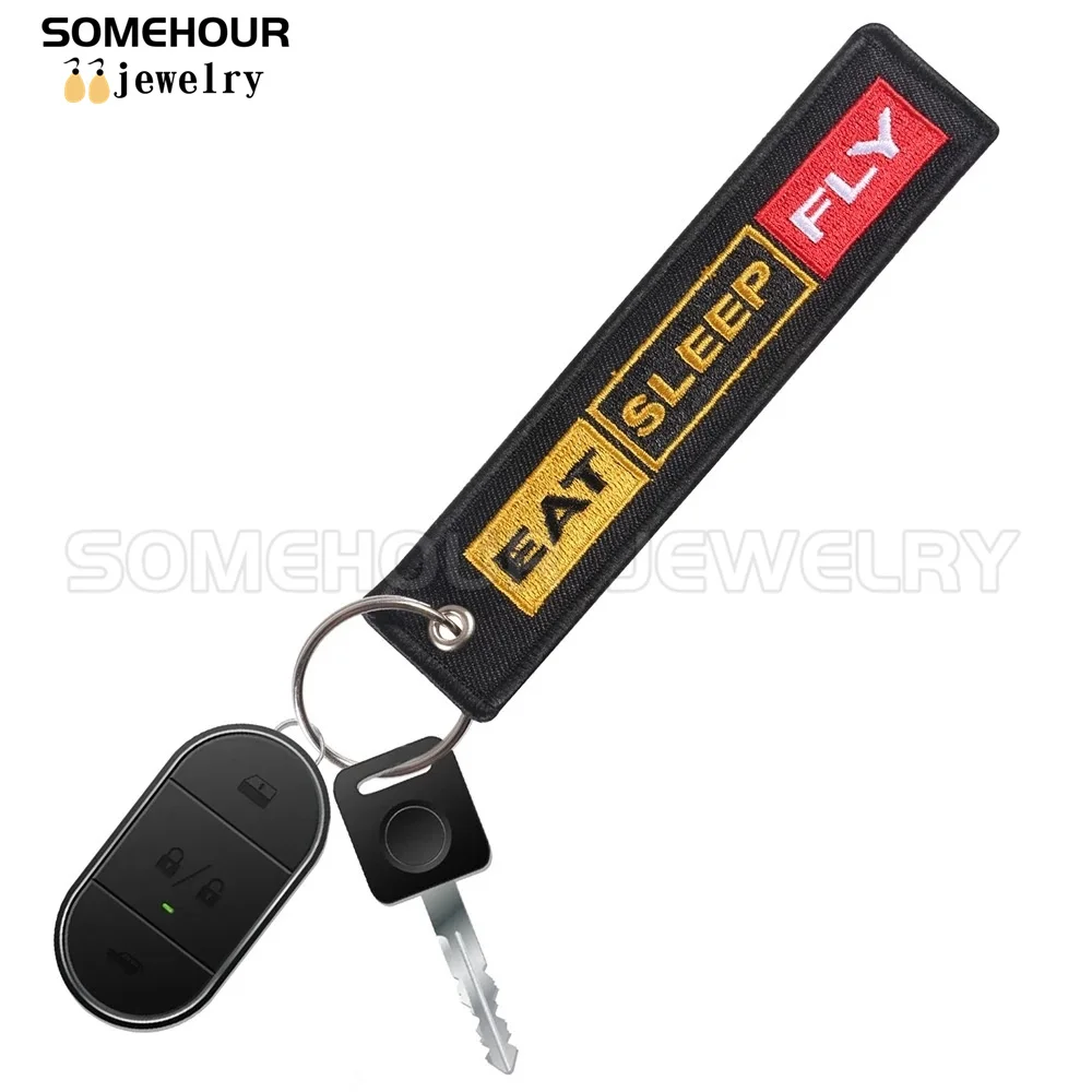 Embroidery Keychain Text Logo Tag Holder