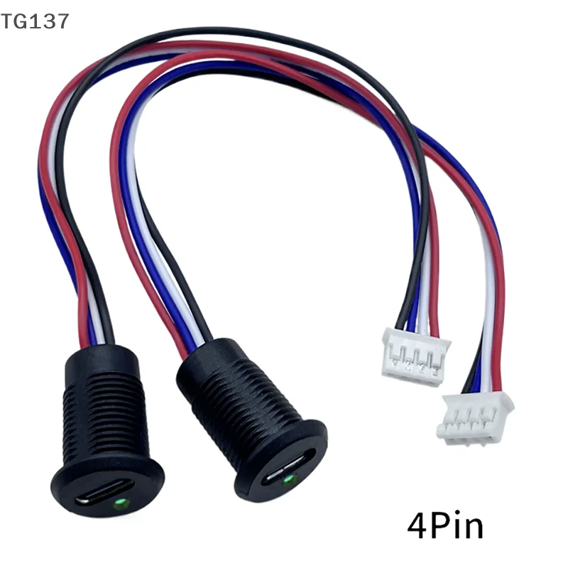 High-Current Waterproof USB Type-C Charging Socket with Indicator Light