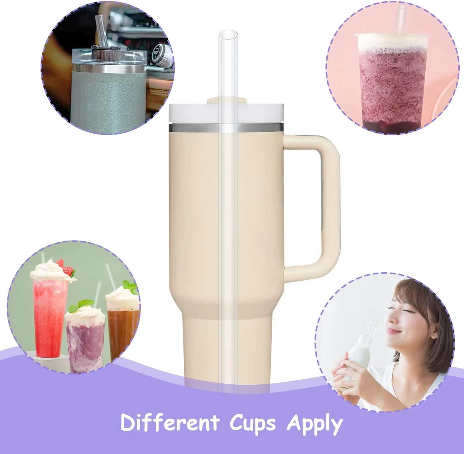 Clear Straws Compatible Stanley Adventure 40z Travel Tumber 6/12Pcs drinking straws