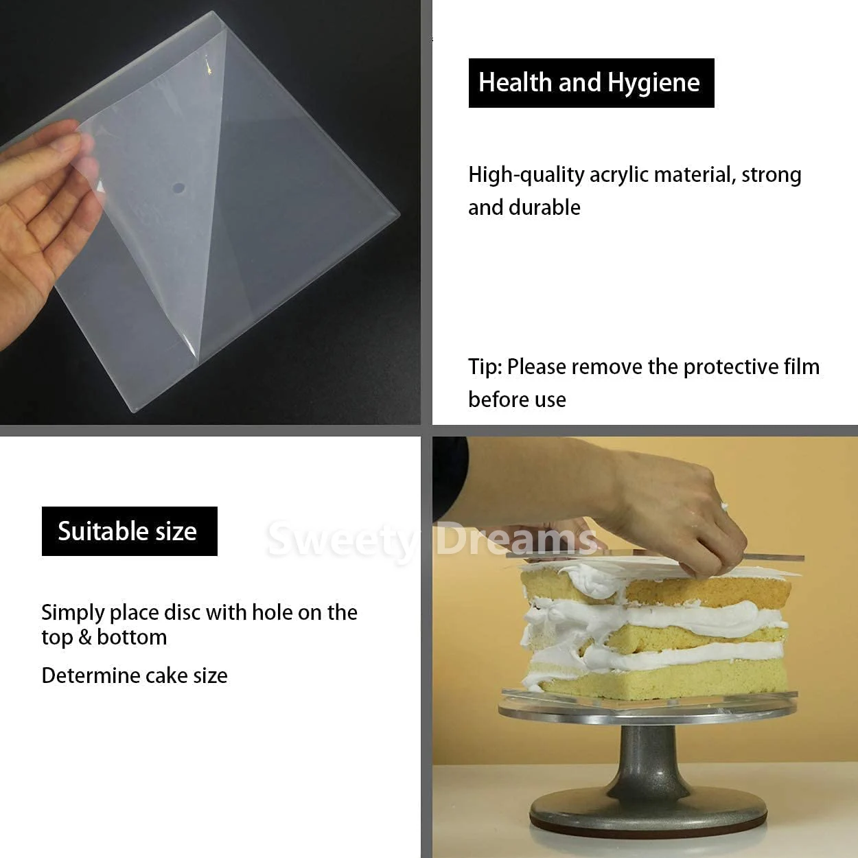 Acrylic Square Cake Disks Tall Double Barrel Cake Acrylic Disc Layer DIY Art Blank Board Topper Baking decoration Tool