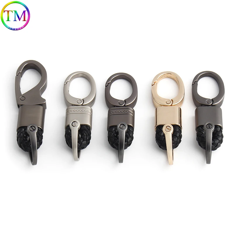 Car Key Ring Keychain Braided Leather Rope Business Metal Key Ring Multifunctional Keyring Anti-Lost Car Bag Pendant Ornaments