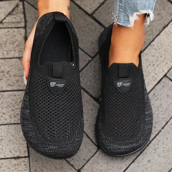 حذاء نسائي مسطح القاع واسع آخر حذاء جديد مريح للتنفس شبكي ناعم للمشي بسيط متعدد الاستخدامات للتنس في الهواء الطلق 6