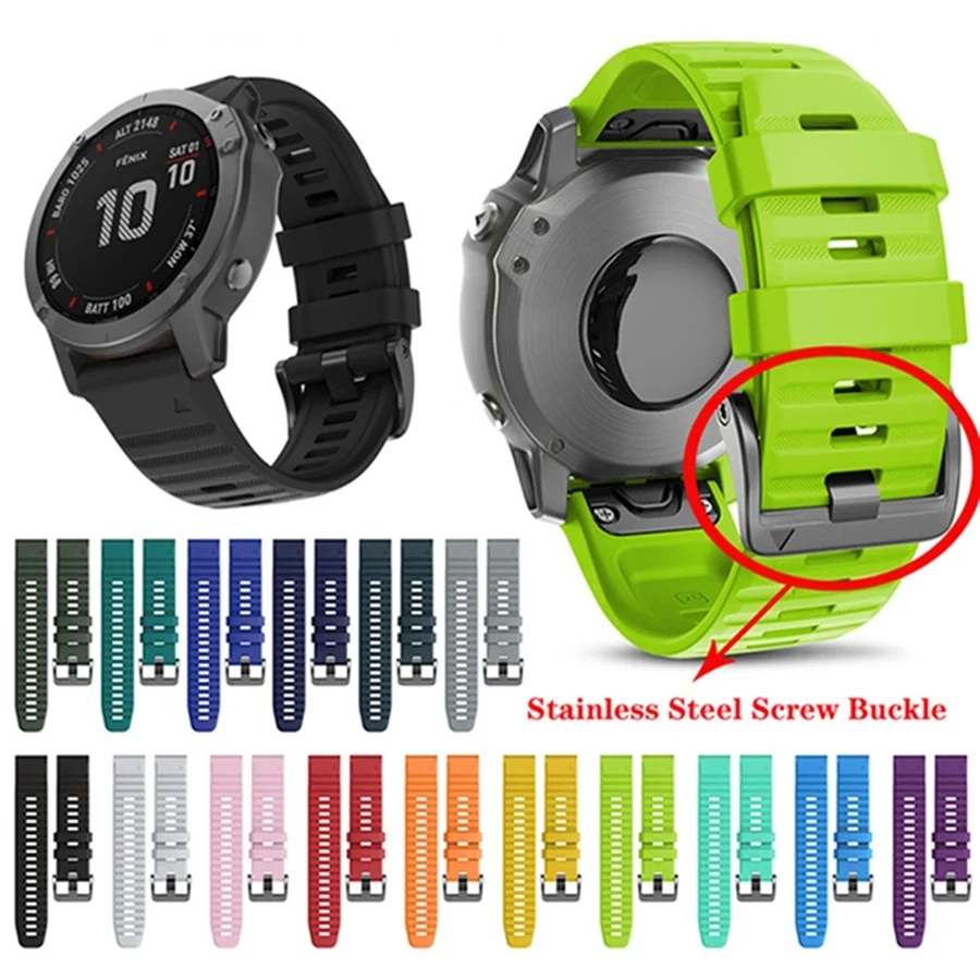 

26 22mm Quick Fit Watchbands For Garmin Epix 2 965 955 945 935 Silicone Easyfit Wrist Band For Garmin Fenix 6X 7X 6X Pro 5X 3HR