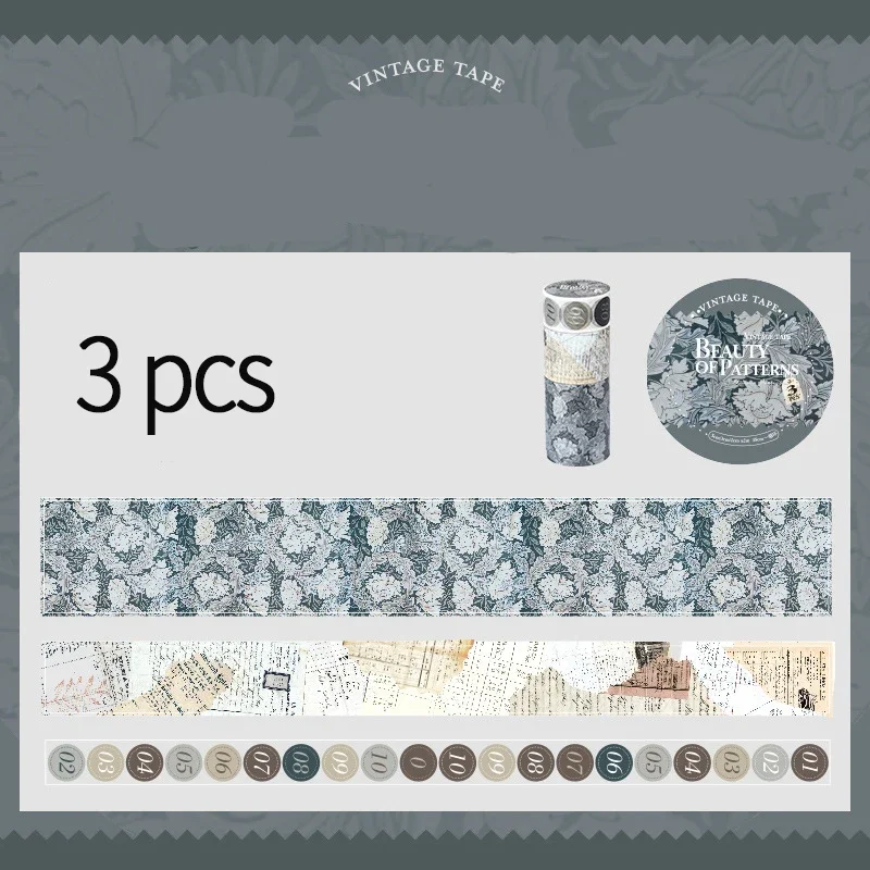 3 rolls/Set Vintage Washi tape Decorative Scrapbooking Stick Labels hand made Junk Journal Masking tape adhesive tape,stickers scrapbooking supplies